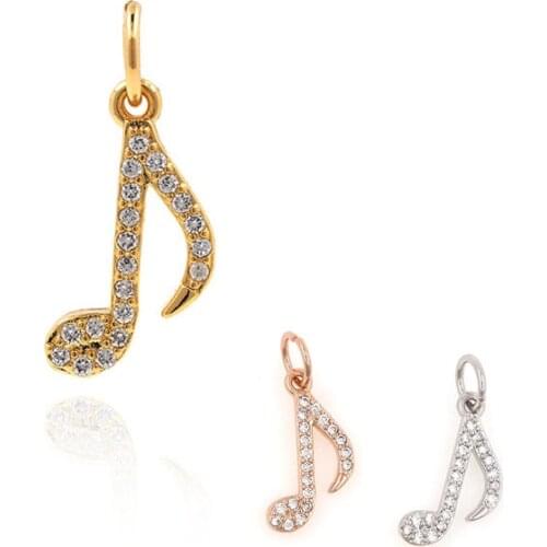 Musical Note Charm 17x7.5x1.6mm Millimeter Micropavé Creative Hanging Machine Antique Jewelry Making DIY Handmade Crafts