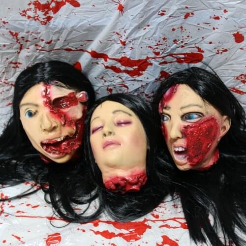 Halloween Horror Dummy Head Witch Ghost Long Hair Dead Head Ornaments Halloween Props Broken Head Pendant