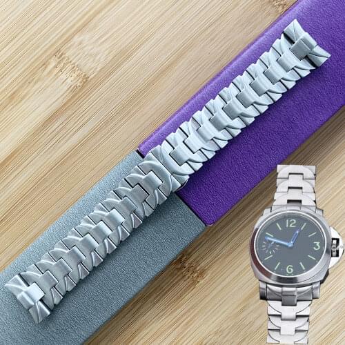 Quality Watch Bands Stainless Steel Butterfly Buckle Clasp 24mm Silver Watchstrap for Pam Watch with Tools PAM01058 PAM00722