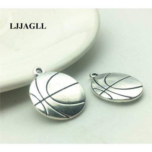 LJJAGLL 30pcs Metal Alloy Antique Silver 18*22mm Soccer Sports Charm Cute Football Pendant Jewelry Earrings Necklace Diy AYD001