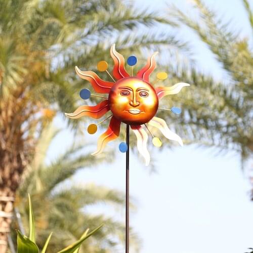 Abstract Sun Windmill Garden Decor Gifts Outdoor Yard Metal Sculpture Vertical Wind Spinner Weatherproof Patio Lawn Ornament
