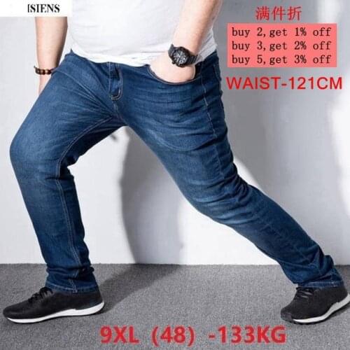 Mens jeans trousers stretch large size large size 6XL 7XL 8XL 9XL autumn classic casual jeans home 44 46 48 elastic