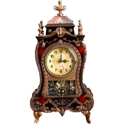Desk Retro Alarm Clock Vintage Clock Classical Royalty Sitting Room TV Cabinet Imperial European Creative Sit Pendulum Clocks