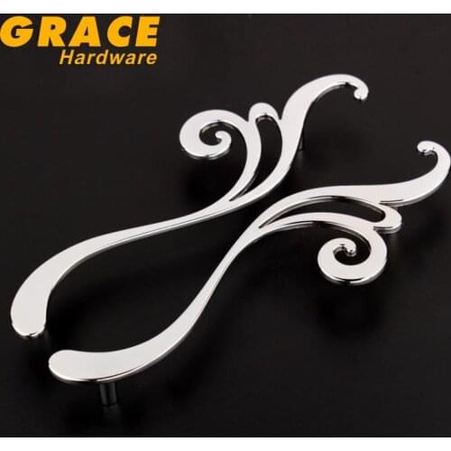 New Art Chrome Cabinet Furniture Wardrobe Door Knob Drawer Cabinet Hardware Shake Handle(C.C.:96mm L:150mm)