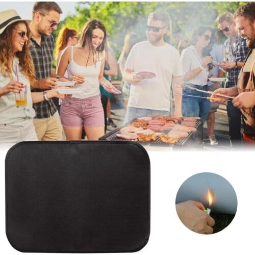 Fireproof BBQ Mat Outdoor Barbecue High Temperature Resistant Pad Premium Under Grill Mat Grill Splatter Mat Backyard Floor Rug