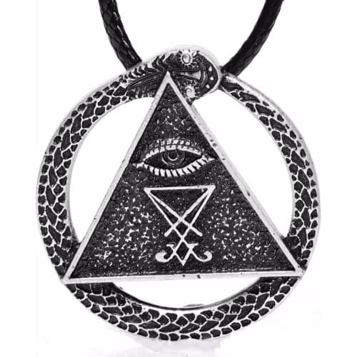 Sigil of Lucifer Necklace All Seing Eye Amulet Snake Necklaces Pendants Pagan Wiccan Talisman Church of Satan Charm Lead Free