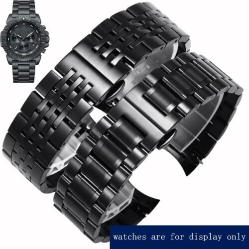 Suitable for Luminox 3051 3080 3150 Stainless Steel Watchband 23mm 24mm Black Silver Butterfly Buckle Mens Watch Chain