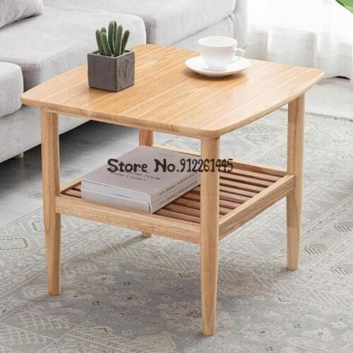 All Solid Wood Tea Table Living Room Sofa Side Cabinet Corner Simple Small Square Table Square Small House Storage Small Table