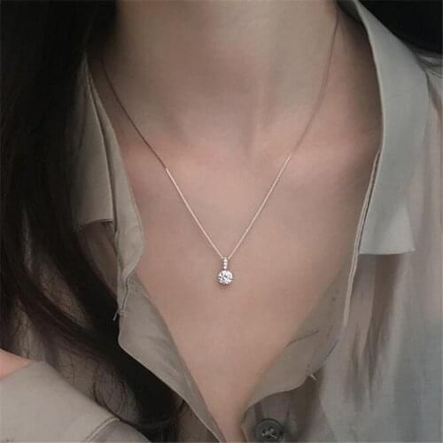 Simplicity Geometric Water Drop Female Necklace Silver Color Crystal Clavicle Chain Necklace for Women Cocktail Party Jewelry