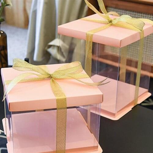 5pcs Transparent Cake Box Cake Packing Box Single Layer Cake Container Kitchen Baking Tool Cake Storage Box