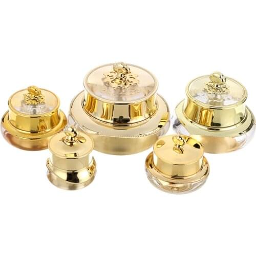 Plastic Crown Empty Sample Pot Cosmetic Cream Lotion Container Refillable Bottles for Nail Makeup Cream Gold 5/10/15/30/50g New