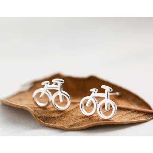 Daisies One Pair Funny Bicycle Cute Silver Plated Stud Earrings Gifts for Girls Kids Fashion Women Jewelry