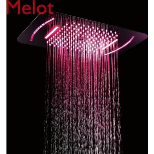 Bathroom luxury Rain shower Head 64 Color LED Showerheads 304 Stainless Steel 580*380mm Square Ceiling Spa Shower panel
