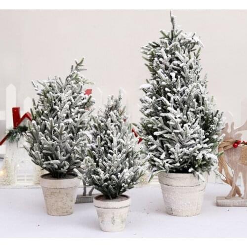 Christmas simulation snow covered cedar falling snow flocking saint 60cm high Christmas tree shopping mall window decorations