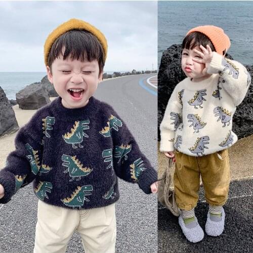 Kids Boys Girls Sweaters Clothes Baby Toddler Warm Sweater Coats Children Cartoon Thicken Tops Wool Pullovers Clothing Cartoon