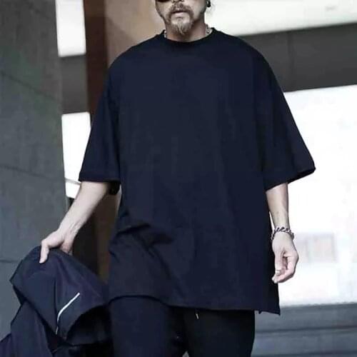 Korean summer trend lightweight hip hop loose crew neck 3 / 4 sleeve bottomed T-shirt lovers nightclub show dress stage