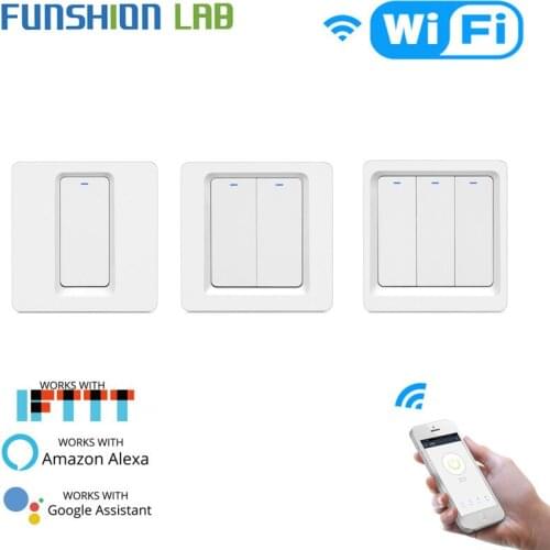 WiFi Smart Light Switch Push Button Smart Life/Tuya APP Remote Control Works with Alexa Google Home for Voice Control 1/2/3 Gang