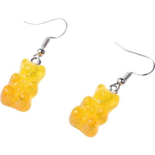 Y166 1 Pair Fashion Lovely Colorful Cartoon Sweet Bear Resin Dangle Drop Earrings Cha