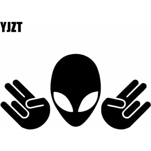 YJZT 14.7X7.4CM Funny Vinyl Decal Car Sticker Shocker Alien JDM Black/Silver C26-0192