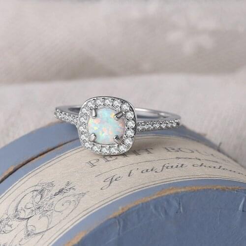 ZHOUYANG Opal Stone Rings For Women Fresh Style White Gold Color Ring Engagement Party Gift Fashion Jewelry For Girls DZR031