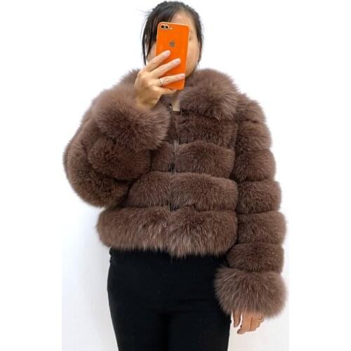 Real Fox Fur Jacket Winter Warm Women Fashion Natural Fur Jacket Short Long Sleeve Square Collar High Quality Female Plush Coats