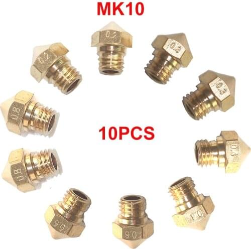 10PCS MK10 M7 Extruder Nozzle for 3D Printer Wanhao Dupicator D4/I3/Dremel QIDI Makerbot 2 0.2mm,0.3mm,0.4mm,0.6mm,0.8mm