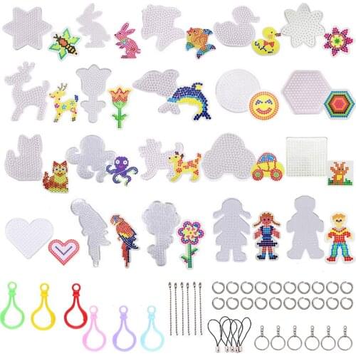 20pcs 5mm Large Clear Fuse Beads Boards Pegboards Template with 44pcs Chain Accessories for Kids Adults DIY Craft Supplies