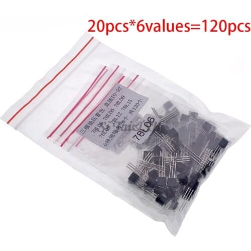 20pcs*6values=120pcs 78L05 78L06 78L08 78L09 78L12 78L15 Transistor package Assorted Kit