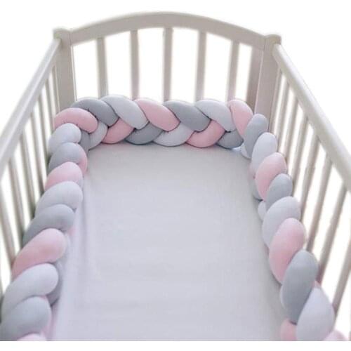 3M Length baby decoratie room decoration girl nursery room 3Strands Braided Bumper Handmade Knot Pillow Pad