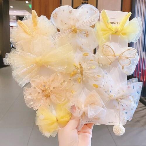 3PCS/Set New Girls Cute Chiffon Yarn Bow Hairpins Kids Sweet Hair Ornament Headband Hair Clip Barrettes Fashion Hair Accessories