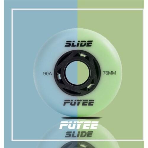 【72 76 80mm】original PUYEE green flourescent skating wheel blue 90A glue flash shine wheels luminous for sliding roller patines
