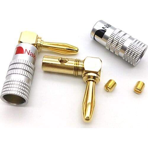 8-50Pcs HIFI Right angle Banana Plugs Gold Plated Musical Speaker Wire Cable Connector 4mm For HiFi