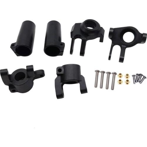 ABGN Hot-CNC FULL METAL Front Steering Knuckles, C Hub Carrier, Rear Axle Lock Out SET (Black) for AXIAL SCX10 II 90046 90047 AR