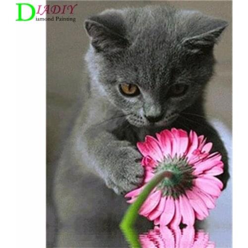 NEW Full Square Diamond Painting Cat 5D Diy Diamond Embroidery Animal Mosaic Picture Of Rhinestone Home Decoration Girl Hobby