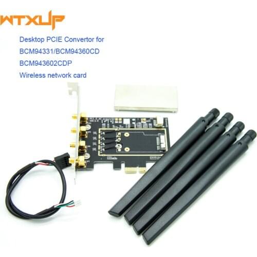 BCM94331 BCM94360CD BCM943602CDP WLAN Card to Desktop PC PCI-E pcie pci express 1X 16X converter Adapter for Apple WIFI Card