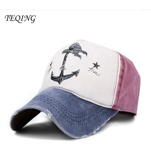 TEQING Hip Hop Snapback Hats Couples Hat Man Woman Pure Cotton Baseball Caps Do Old Pirate Ship Anchor Gorras Wash Cap H-36