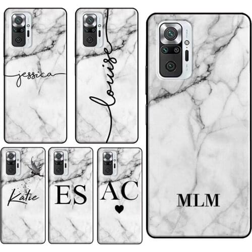 PERSONALISED MARBLE INITIALS NAME Phone Case For Xiaomi Redmi Note 10 Pro Note 9 Pro Note 8 Pro 8T 9S 7A 8A 9A 9C 9T Cover