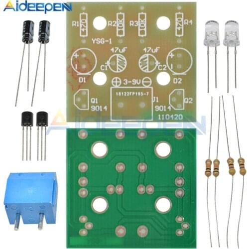 DC 3V-14V 5MM Flash Light Blue LED Module DIY Kit Transistor 30K Resistance 22UF Electrolytic Capacitors Without Dupont Cable