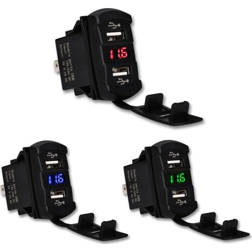 Dual Usb Car Charger Power Adapter Socket 12-30V 4.2A Usb Charger Waterproof LED Voltmeter Power Adapter For iPhone Samsung