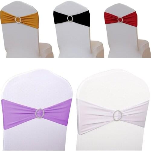 Elegant Bow-Knot Straps Chair Sashes Wedding Party Banquet Chair Stretch Bands Satin Sashes Chair Decorations TSLM2