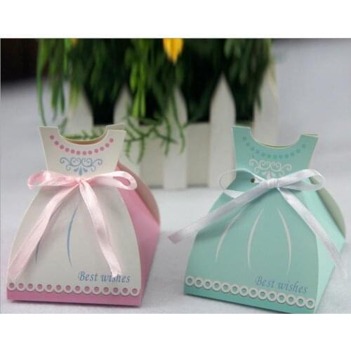 European creative personalized candy box wedding package 100pcs pink and bule