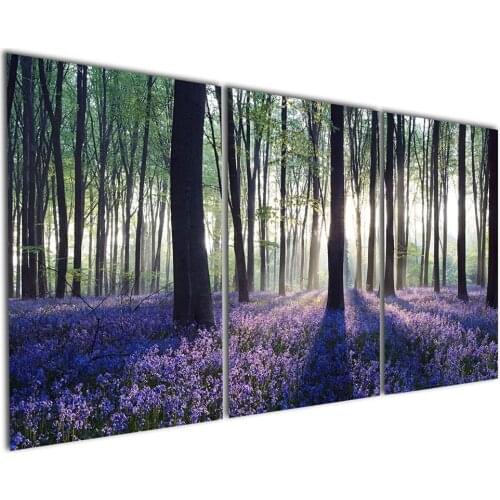 Purple Flowers between Woods Canvas Prints Modern Wall Art Paintings Flower Sea Scenery Artwork Drop shipping