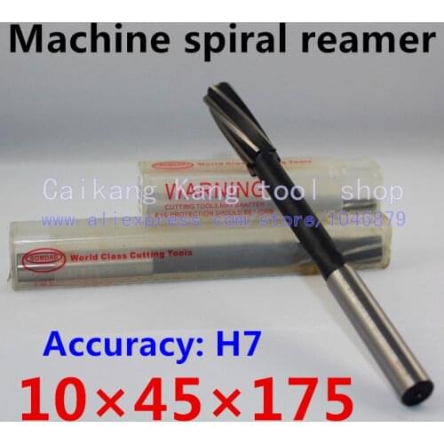 Head:10mm New High performance Spiral High cobalt Machine Reamer 10*45*175mm Accuracy: H7