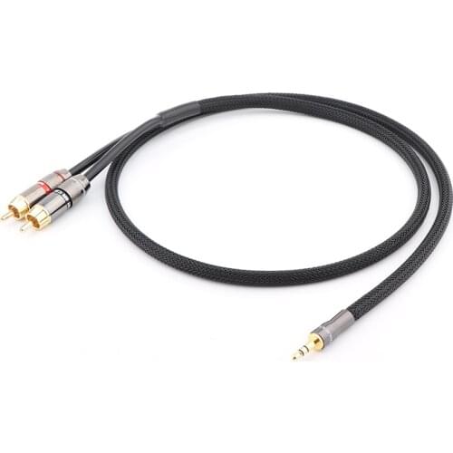 HI-End Stereo Audio Cable 3.5mm Male to 2 RCA Male interconnect cable cord