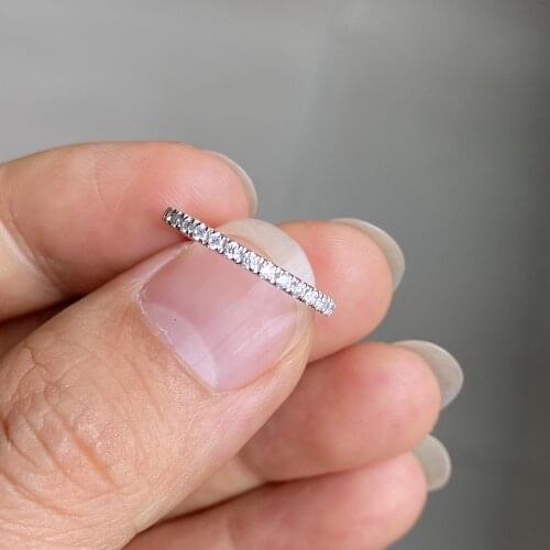 Round D 1.5mm Moissanite Diamond Gemstone With 9K White Gold Engagement Ring