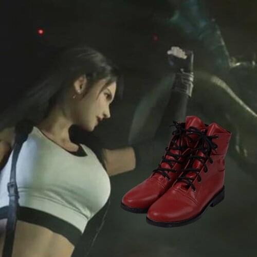 Manluyunxiao Red Martin Boots Final Fantasy VII Remake Tifa Lockhart Cosplay Shoes Women Costume For Halloween