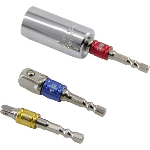 4 Pcs Impact Socket Adapter Set Hex Square Nut Driver Power Drill Attachment Impact Extension Bits and Universal Socket