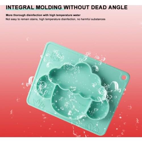 Toddler Divided Plate 4 Cells Non-slip Silicone Food Container Tray Soft Microwave Dishwasher Safe for Babies Kids JW