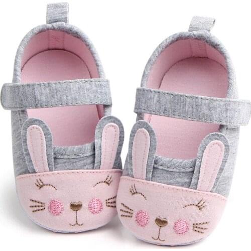 Baby Girl Sole Shoes Rabbit Shoes Children Spring Soft Shallow Mouth Princess First Walkers Shoes 0-18M First Walkers