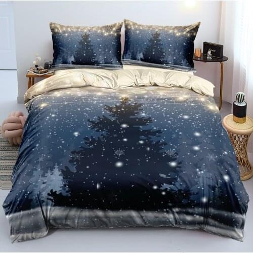 Black Bed Linens Merry Christmas Duvet cover set Tree Bedding sets Design Custom Quilt covers Pillowcases King Queen Full size